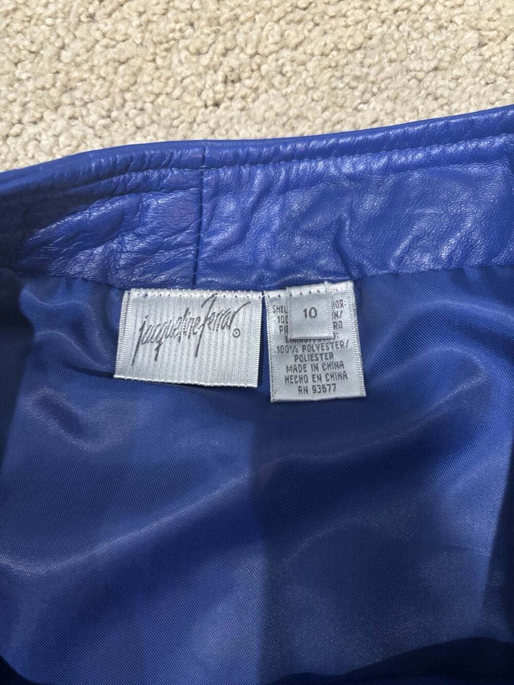 Jacquelyn Ferrar Blue Vinatge Lambskin Leather Lined Solid Skirt Women’s 10